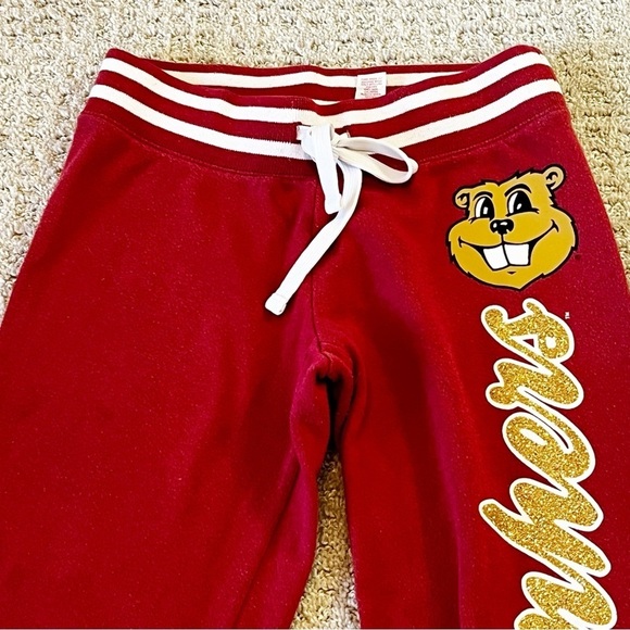 Minnesota Gophers Girls Burgundy Sweatpants Sz 8 Goldy U of M Fan Gear Sparkle - Picture 2 of 7